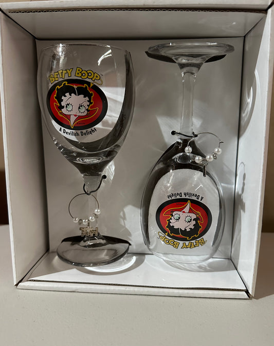 Devil Betty Boop Set of 2 Wine Glasses
